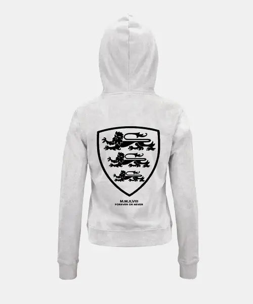 [BADBLOOD] Shield-M Slim Fit Zip-Up Hoodie - White