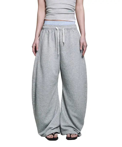 [ROUGHTYPE] Checkered Double Layered Sweatpants - Gray