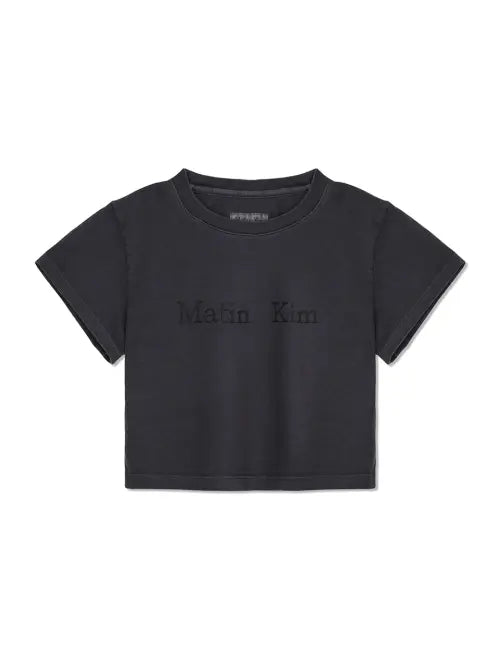 [MATIN KIM] PIGMENT LOGO CROP TOP IN DARK GREY