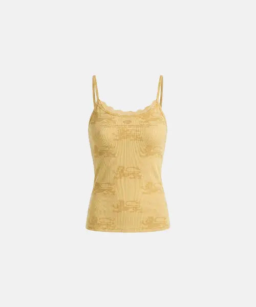 [BADBLOOD] Cotton Rib Lace Cami Tank - Lemon / 코튼립 레이스 캐미 탱크 - 레몬