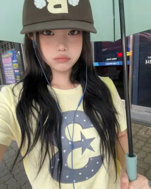[BAUF] 3 Logo Dot Slim Fit T-shirt [Yellow] / 3 logo 도트 슬림핏 티셔츠 [옐로우]