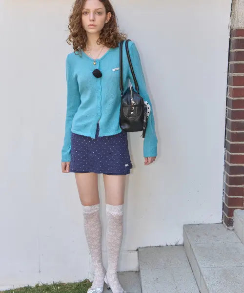 [LETERIE] BUBBLE DOT SKIRT_NAVY