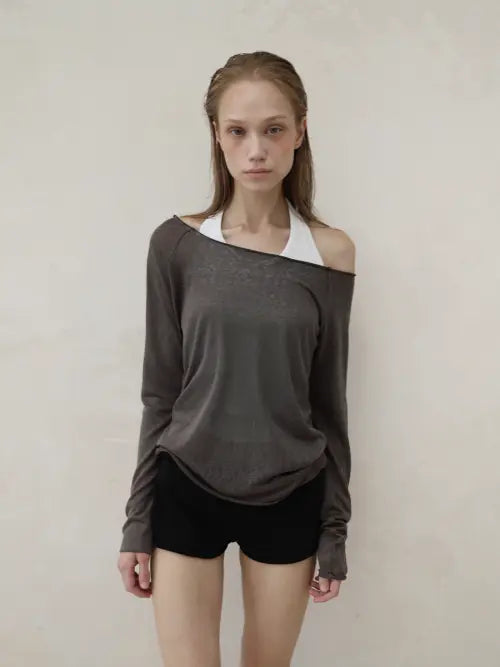 [OWNSER] Semi Loose Rough Cut Long Sleeveless (7 Colors) / 세미 루즈 러프 컷 롱슬리브 (7 Colors)