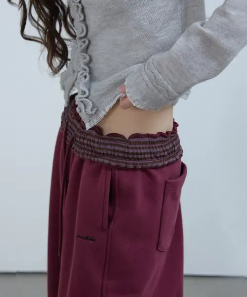 [MICHIKO LONDON KOSHINO] Folded Waist Sweat Pants Burgundy / 폴드 웨이스트 스웻팬츠 버건디