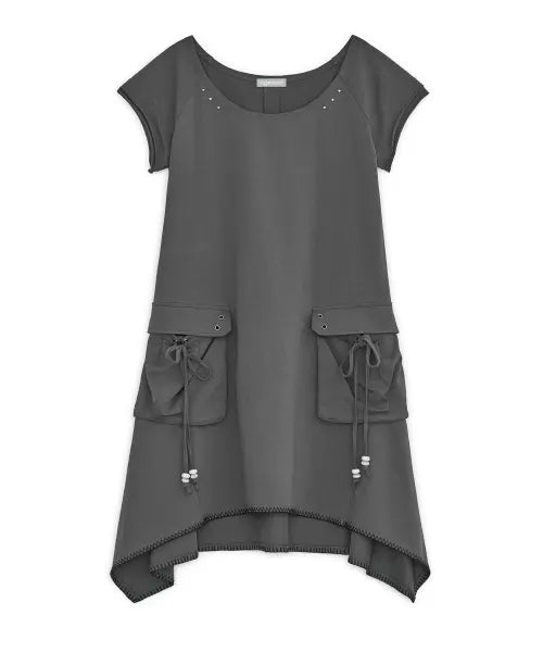 [HUG YOUR SKIN] Pigmnet cotton dress (Charcoal) / 피그먼트 코튼 드레스 (차콜)