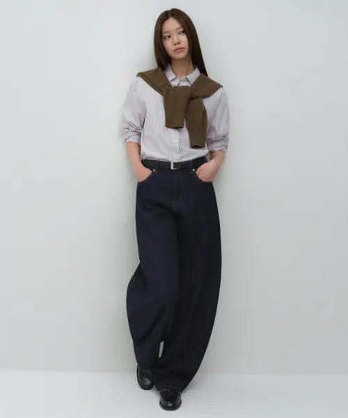 [MUSINSA STANDARD WOMAN] Women's Essential Curved Denim Pants [Deep Indigo] / 우먼즈 에센셜 커브드 데님 팬츠 [딥 인디고]