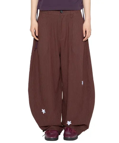 [GLACK] GZP005 Cosmic Flower Seersucker Pants (Brown) / GZP005 코스믹 플라워 시어서커 팬츠 (BROWN)