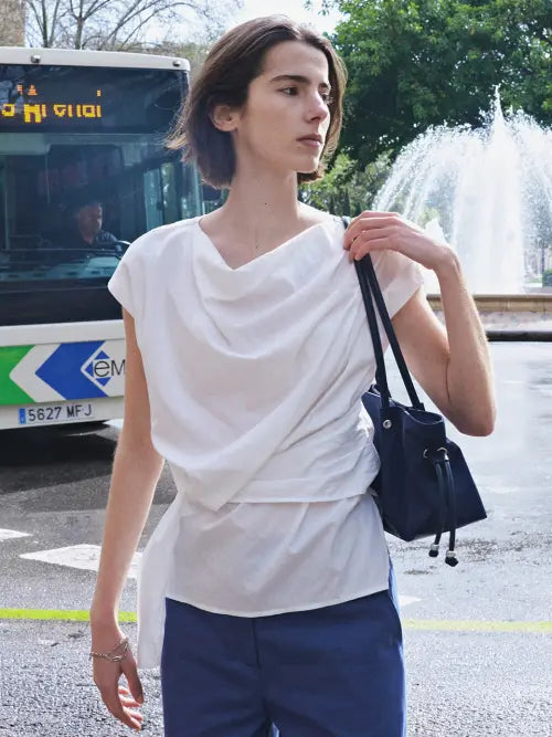 [LOEUVRE] Asymmetric Draped Sleeveless Top SW6MB714_3color / Asymmetric Draped Sleeveless Top SW6MB714_4color