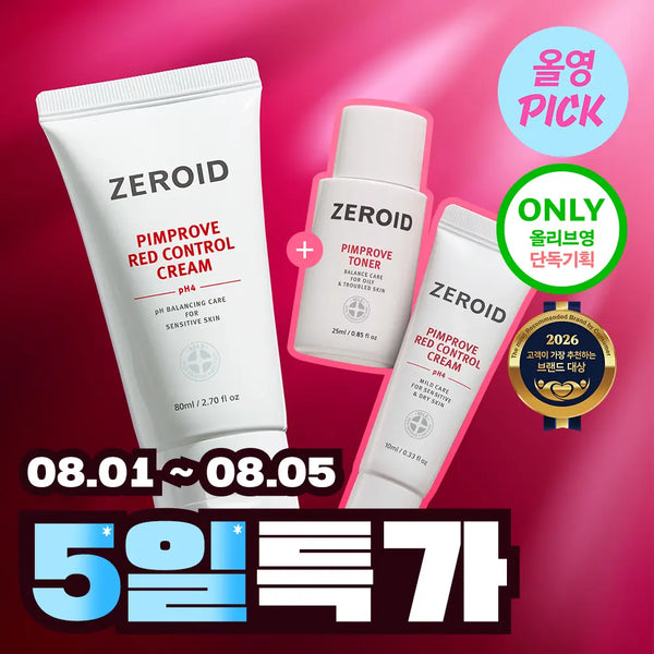 [ZEROID] Zeroid Pimprove Red Control Cream pH 4 80ml (Set with Toner 25ml + Cream 10ml) / [8월 올영픽] 제로이드 핌프로브 레드 컨트롤 크림 pH4 80ml 기획 (+토너 25ml +크림 10ml)