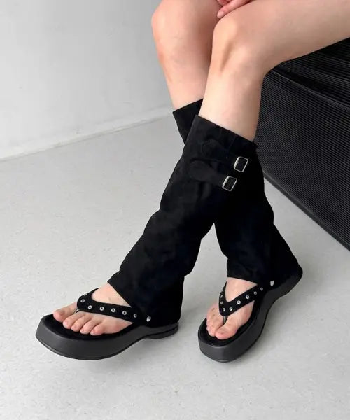 [FLORIDA STUDIO] Everyday Stud Point 2-Way Summer Boots Black ED2665 / 에브리데이 스터드 포인트 2-Way 썸머부츠 블랙 ED2665