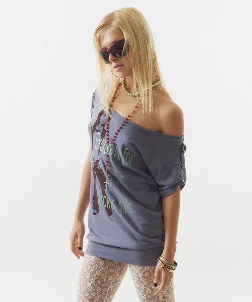 [SCULPTOR] Broken Girls Roll Up Tee Dirty Purple
