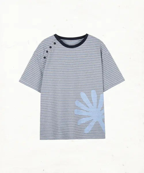 [DANDEL] DD shoulder button symbol tee (ST NAVY)