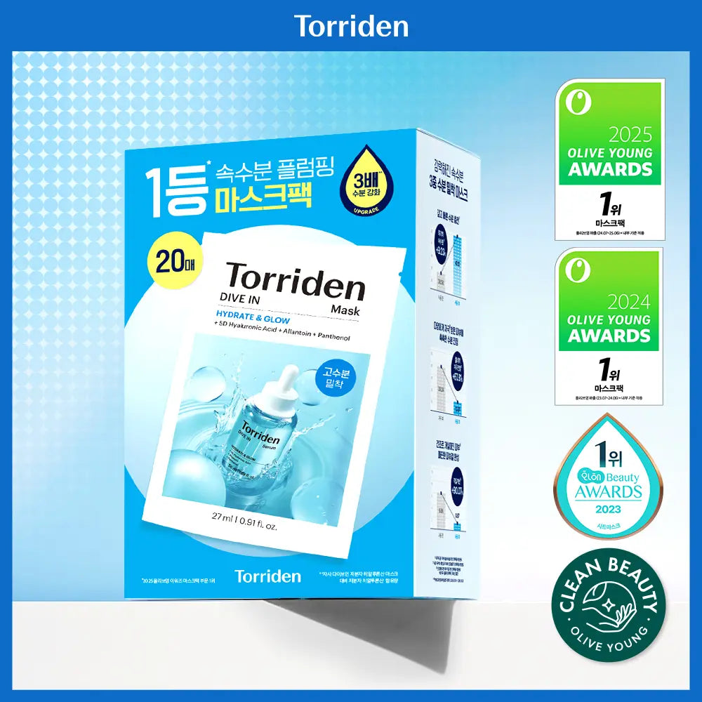 [Torriden] Torriden Dive-In Low Molecular Hyaluronic Acid Mask (20 Sheets) / [NEW] 토리든 다이브인 저분자 히알루론산 마스크 20매