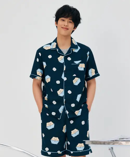 [SPAO] Manggeureonjigom Mango Mi Short Sleeve Pajama (NAVY) / [망그러진곰] 망고미 반팔 파자마(NAVY)_SPPPG25U03