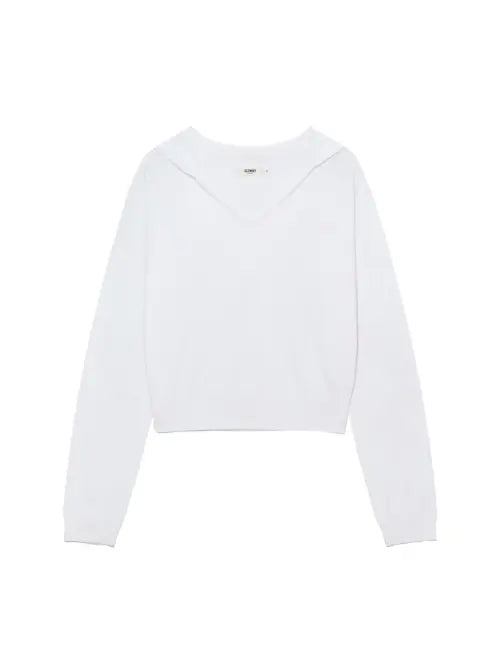 [GLOWNY] G HUG V-NECK KNIT HOODIE (WHITE)
