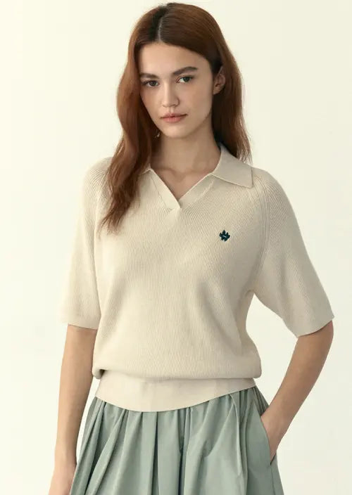 [210EDIT] Women's Cool Touch Slit Collar Knit - 2 Colors / 여성 쿨터치 슬릿 카라니트 - 2color [ZG2SW577]