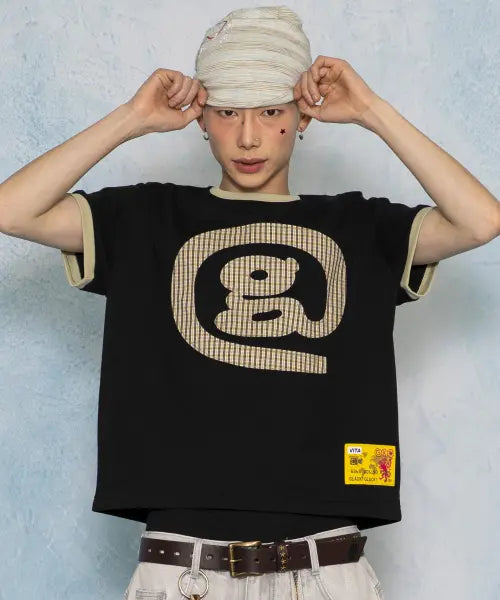 [GLACK] GT181 Welcom Sign Ringer T-shirt (Black) / GT181 웰크 사인 링거 티셔츠 (BLACK)