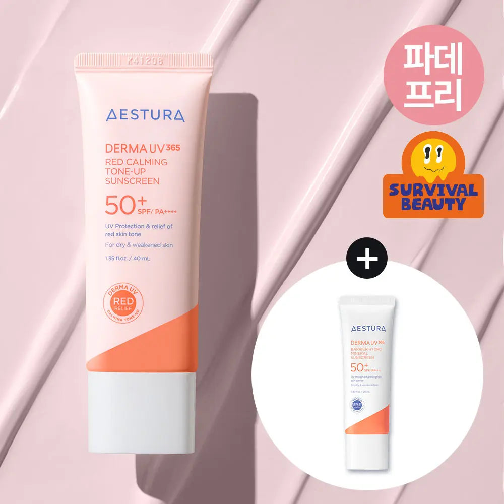 [aestura] AESTURA Derma UV365 Red Calming Tone-Up Sun Cream 40ml Set (+ Inorganic Sun Cream 20ml) / 에스트라 더마UV365 레드진정 톤업 선크림 40ml 기획 (+무기자차 선크림 20ml)