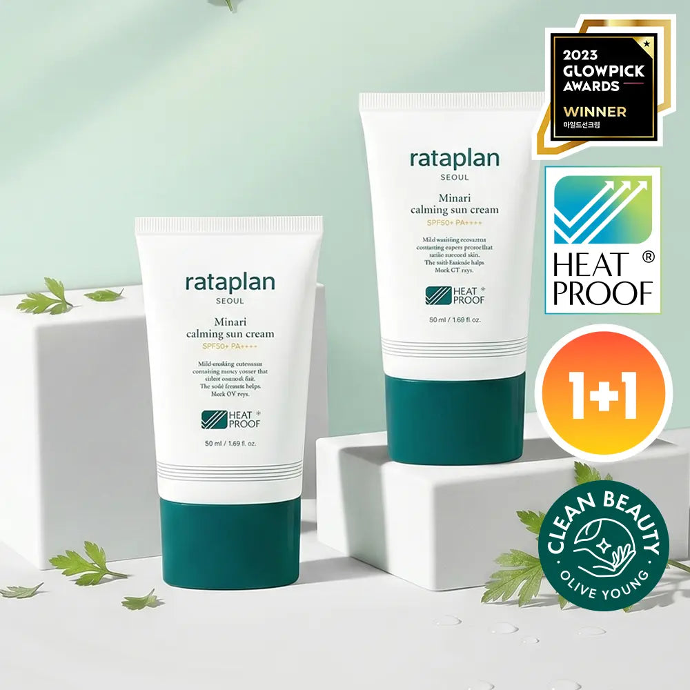 [rataplan] RataPlan Minari Cicatrouble Soothing Sun Cream SPF50+ PA++++ (50ml+50ml) / [12시간피지감소] 라타플랑 미나리 시카트러블 진정 선크림 1+1 기획 (50ml+50ml)