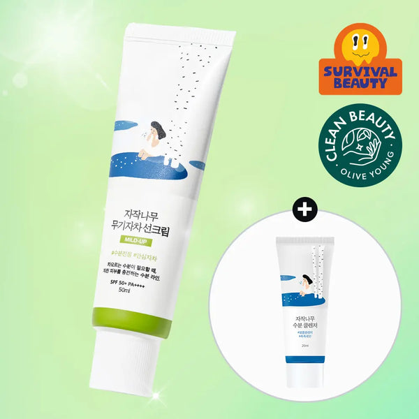 [Round Lab] Round Lab Birch Moisturizing Sunscreen SPF50+ PA++++ (50ml) / [저자극/안심자차] 라운드랩 자작나무 무기자차 선크림 50ml  기획 (+클렌저20ml)