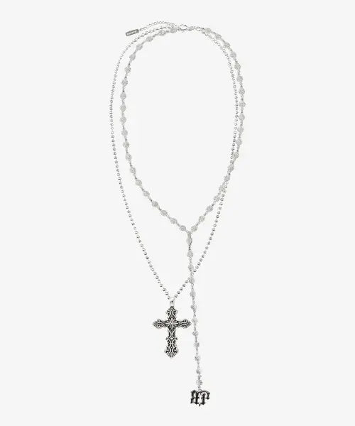 [BLACK PURPLE] Phantom Cross Layered Necklace / 팬텀 크로스 레이어드 목걸이 Phantom Cross Layered Necklace