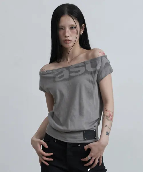 [AS YOU ARE] DOLMAN LOOSE CROP T-SHIRTS DARK GREY / 돌먼 루즈 크롭 티셔츠 다크 그레이