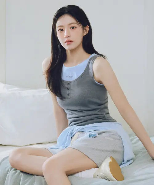 [MARITHÉ + FRANҪOIS GIRBAUD] W LAYERED SLEEVELESS heather charcoal