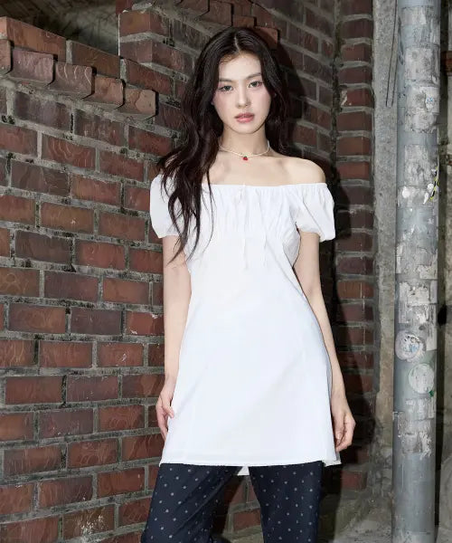 [KIRSH] WOVEN SPAN MINI DRESS [WHITE] / 우븐 스판 미니 드레스 [화이트]