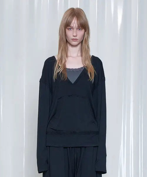 [DEINET] RAW V LONG SLEEVE IN BLACK