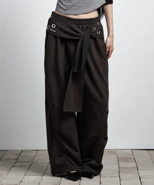 [AS YOU ARE] TIE BELT SWEATPANTS CHARCOAL / 타이 벨트 스웻팬츠 차콜