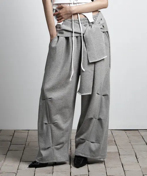 [AS YOU ARE] TIE BELT SWEATPANTS MELANGE / 타이 벨트 스웻팬츠 멜란지