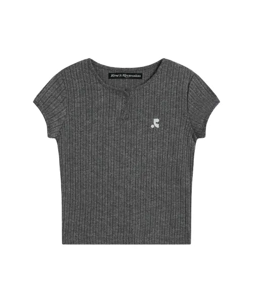 [REST\u0026RECREATION] BUTTON-UP CAP SLEEVE TOP - GREY