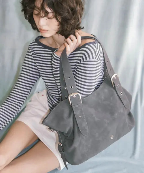 [HEEARI] BIBI Buckle Big Shoulder Bag_Grey / 비비 버클 빅 숄더백_그레이