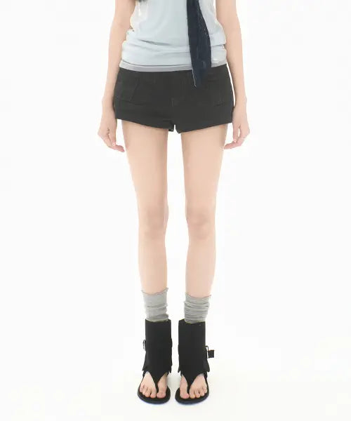 [MIRECO] BUTTON POCKET SHORTS CHARCOAL