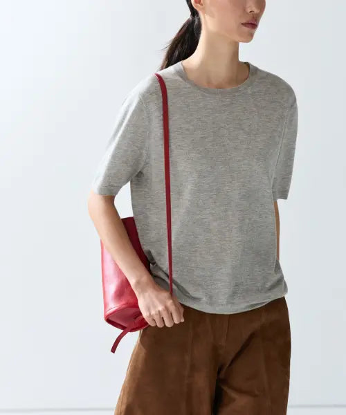 [MASSIMO DUTTI] Wool Blend Short Sleeve Knit Sweater / 울 혼방 반팔 니트 스웨터