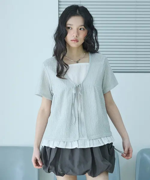 [COMONINOZ] W PIN KNITTED CARDIGAN [GRAY]