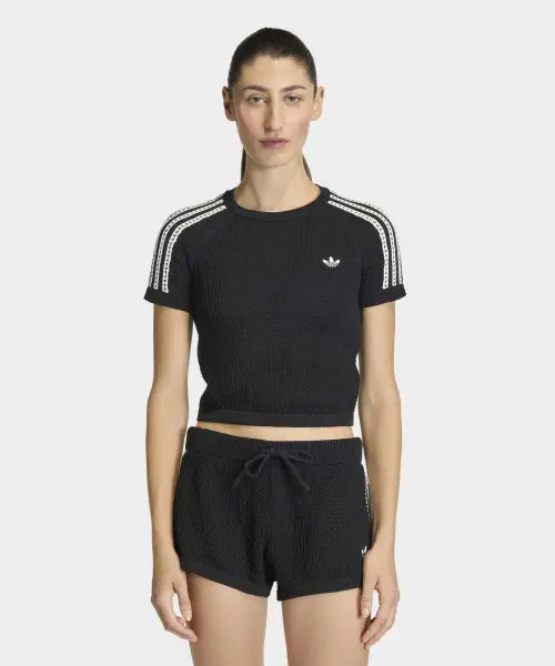 [ADIDAS] CROCHET TEE         BLACK / 니트 크로셰 칼리 티셔츠 - 블랙 / KC6481