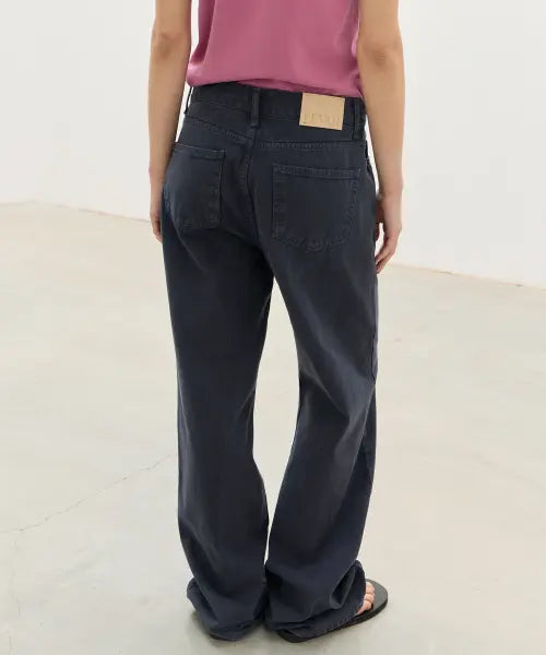 [LEVAR] Relaxed Oxford Denim - Stone Navy