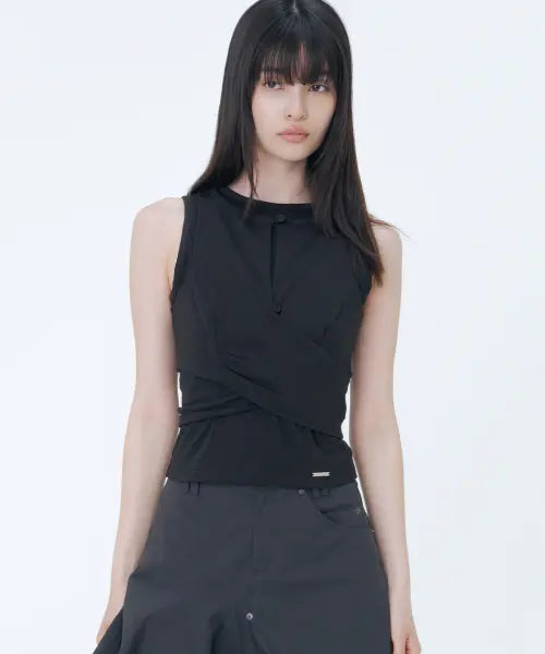 [MISEKI SEOUL] Tie-up layered sleeveless BLACK