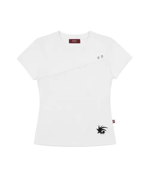 [S'EST] Crop Eyelet Cut-out T-shirts White