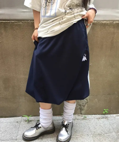 [NICEGHOSTCLUB] GLORY BALLOON LACE TRACK JERSEY SKIRT_NAVY(NG2GMFPA90A)