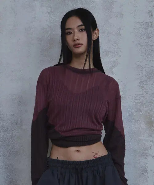 [PARADIGMFILM] [Ep.02] Waved Panel Long Sleeve (Burgundy) / [Ep.02] 웨이브드 패널 롱슬리브 (버건디)
