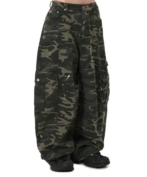 [OPENYARD(OY)] PAINTED CARGO PANTS - CAMO