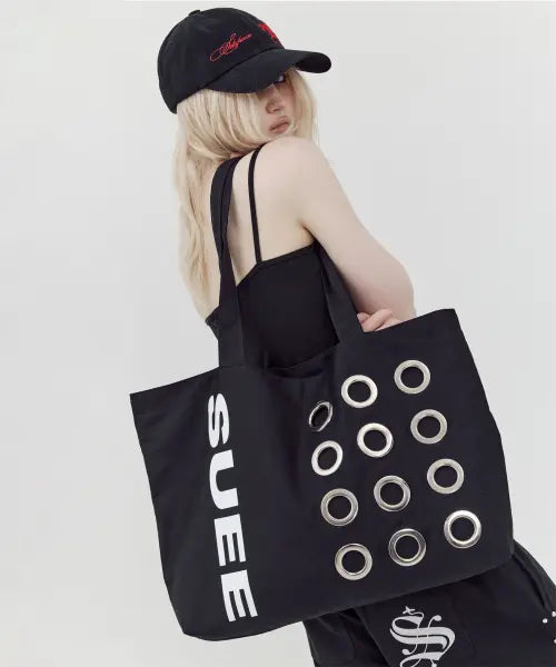 [SETUP-EXE] BULLET HOLE SHOPPER BAG / BLACK