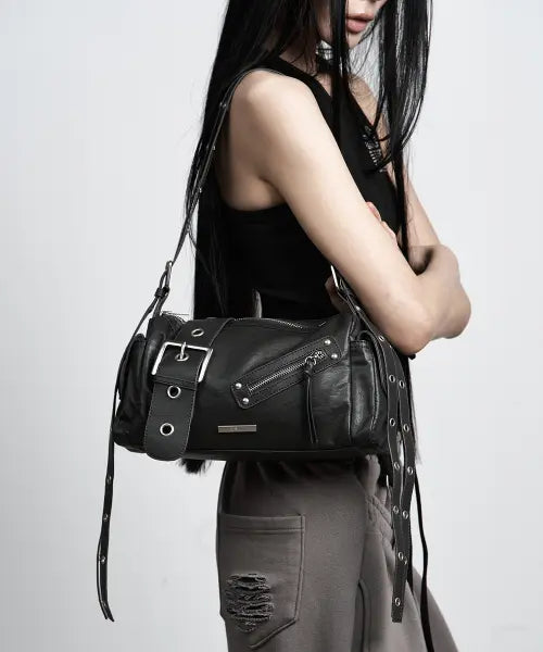 [AS YOU ARE] BIG BUCKLE BELT SHOULDER BAG CHARCOAL / 빅 버클 벨트 숄더백 차콜