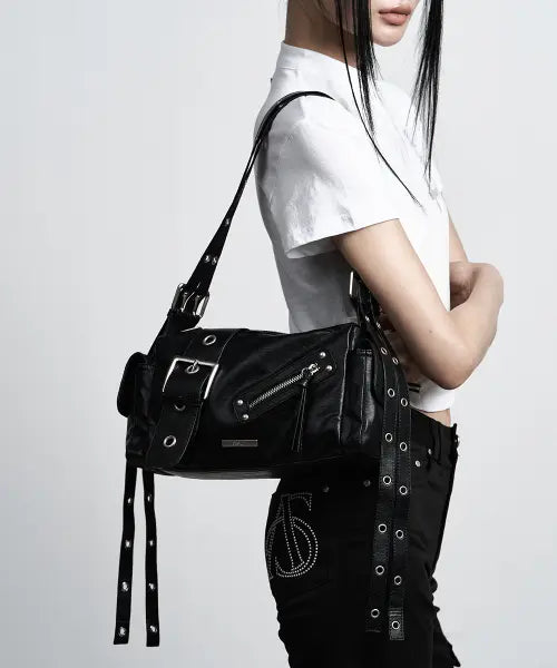 [AS YOU ARE] BIG BUCKLE BELT SHOULDER BAG BLACK / 빅 버클 벨트 숄더백 블랙