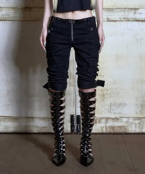[OPUS 0012] Op.08 Motoback Capri Pants Black