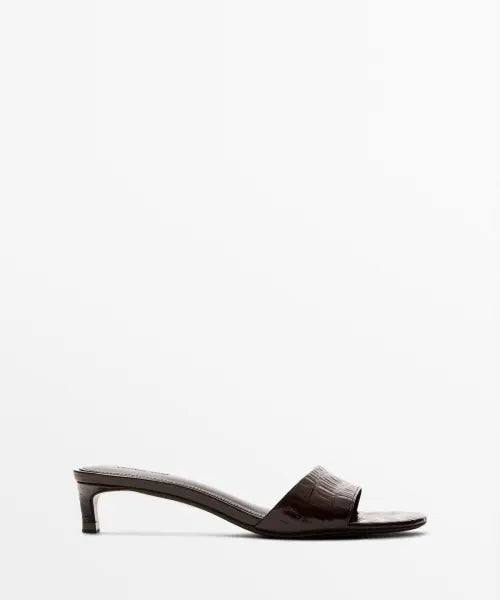 [MASSIMO DUTTI] Embossed Leather Heeled Sandals / 엠보스드 가죽 힐 샌들