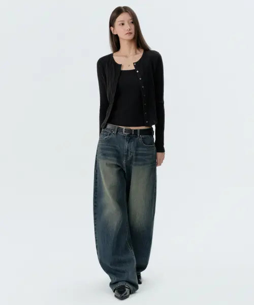 [MUSINSA STANDARD WOMAN] Women's Essential Curved Denim Pants [Rusty Blue] / 우먼즈 에센셜 커브드 데님 팬츠 [러스티 블루]