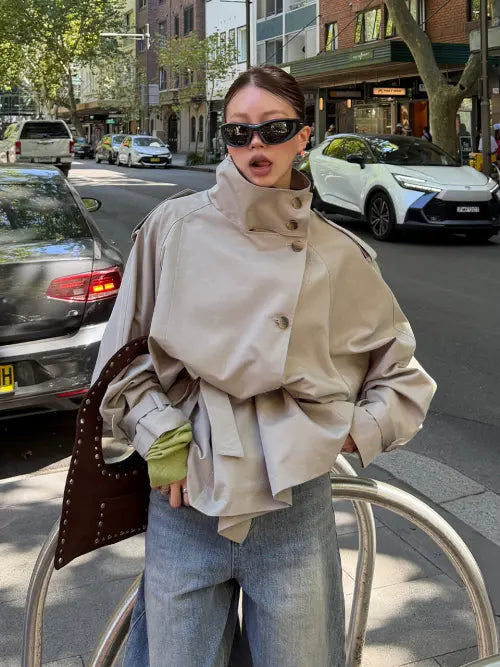 [PROJECT WAVE] Double Trench Half Coat [BEIGE]